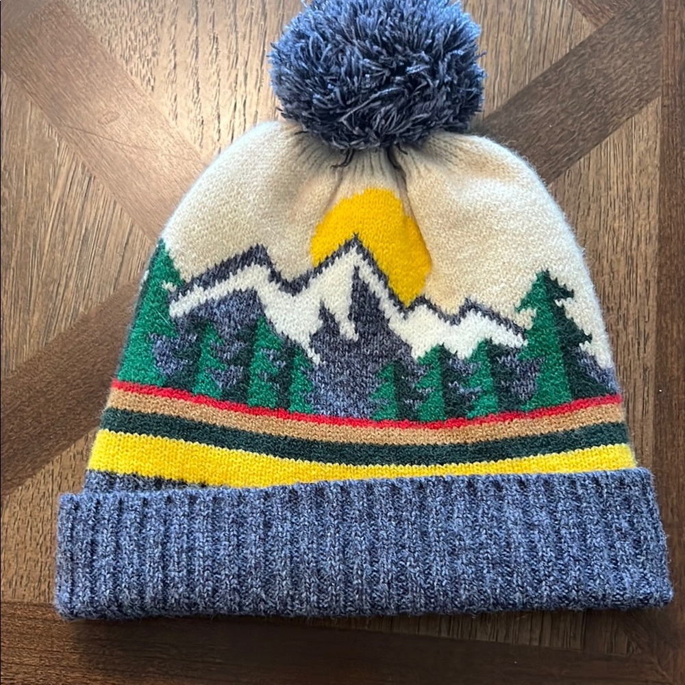 Cat & Jack Blue and Yellow Knit Hat with Mountain Design